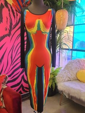 Vibrant Rainbow Bodycon Dress